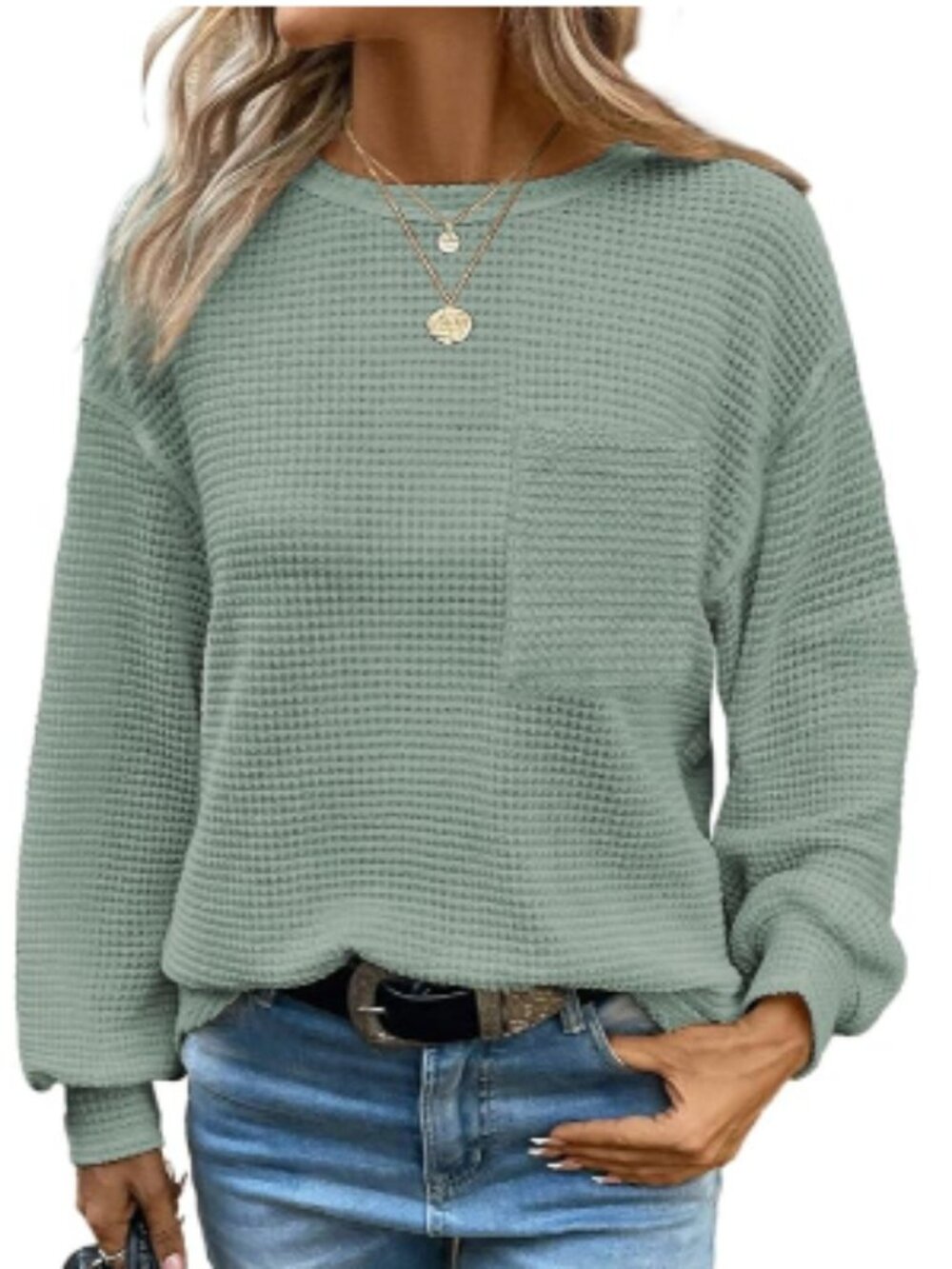 NWT Dokotoo Oversized Waffle Knit Long Sleeve Top Size Large